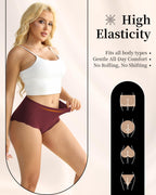 COMENOLE Seamless Underwear for Women High Waisted No Show Panties, Soft Stretch Full Coverage Tummy Control Briefs 6 Pack
