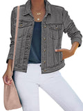 Luvamia Women Jean Jacket Denim Jackets For Outfits - Gray