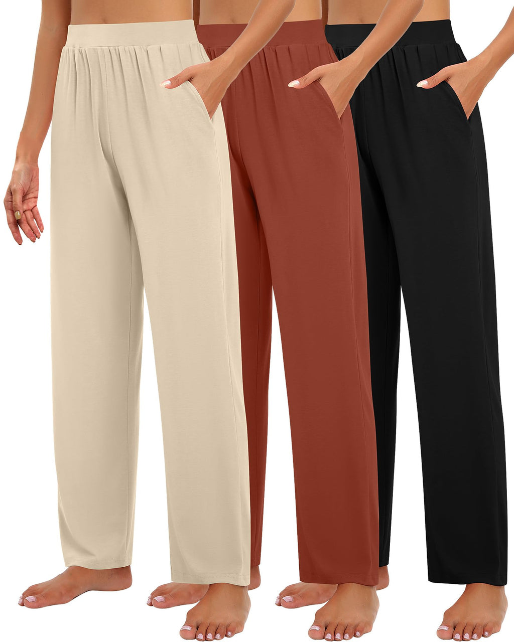 Huukeay 3 Pack Women's Lounge Pants Cozy Sweatpants - Style 4