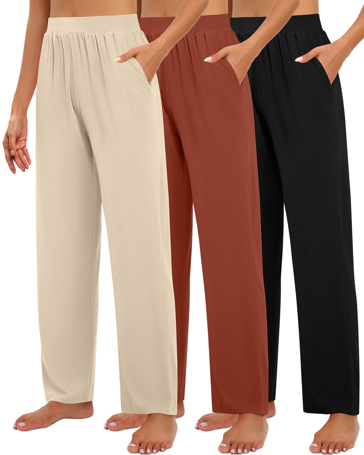 Huukeay 3 Pack Women's Lounge Pants Cozy Sweatpants Small - Style 3