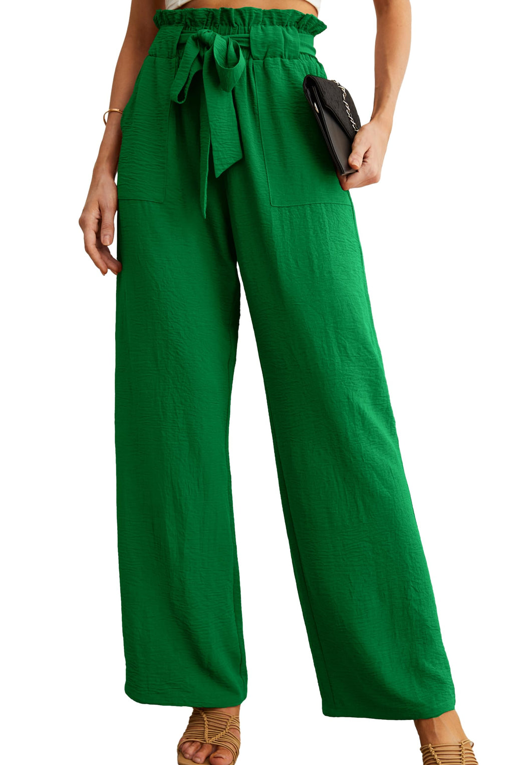 Iwollence Adjustable Knot Palazzo Pants For Women High-Waist