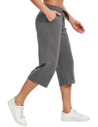 Specialmagic Women's Capri Pants Cotton Sweatpants Dark Grey 4xl