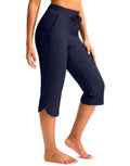 Pudolla Women's 18" Swim Capris Pants with Pockets (Navy 3X-Large)