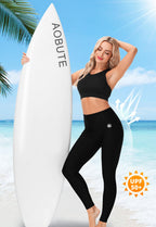 Beach Swim Leggings For Women UPF 50+ Rash Guard Pants Elastic Waist