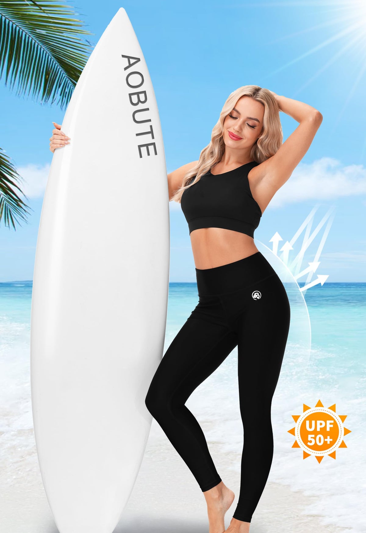 Beach Swim Leggings For Women UPF 50+ Rash Guard Pants Elastic Waist
