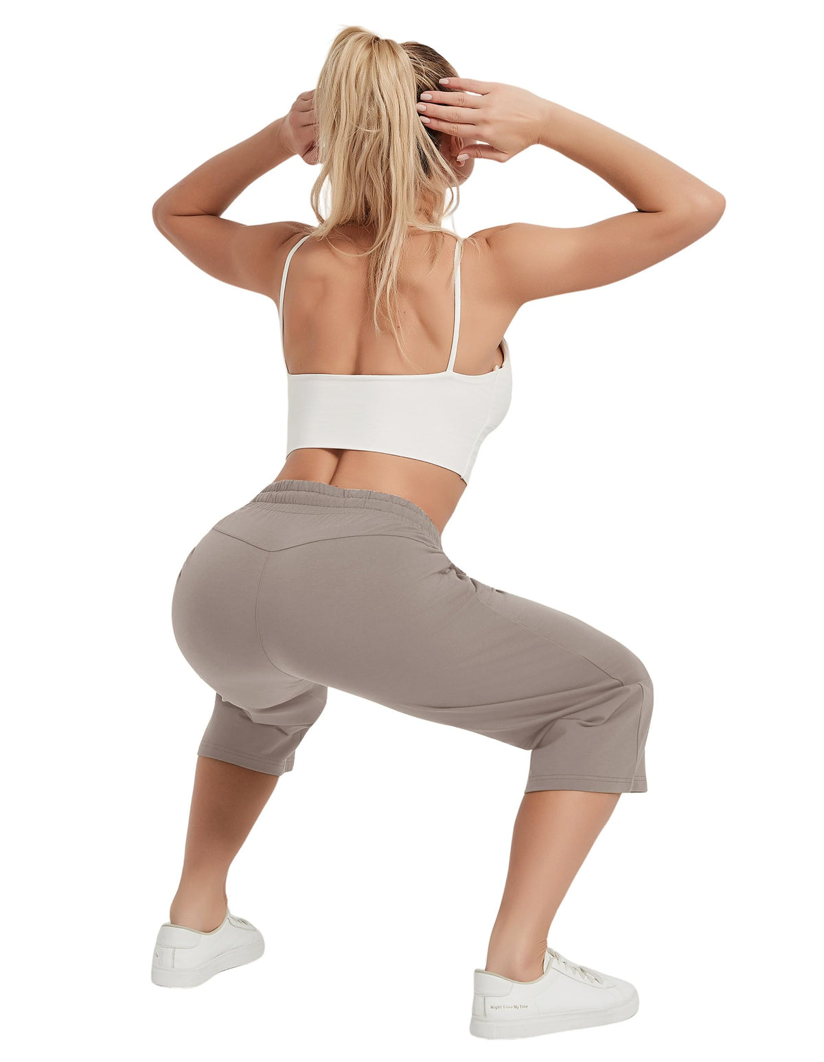 Specialmagic Women's Capri Pants Cotton Sweatpants Simply Taupe M