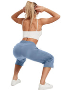 Specialmagic Women's Capri Pants Cotton Sweatpants Dusty Blue Xl