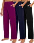 Huukeay 3 Pack Women's Lounge Pants Cozy - Black, Navy Blue,
