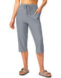 Viodia 18'' Women's Swim Capris Pants with Pockets Cloudy Grey 2XL