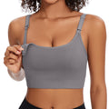 Angelhood Women's's Non-padded Bralette Convenient Breastfeeding Full Coverage Wirefree Support Everylife Sport Sleep Grey Nursing Bra