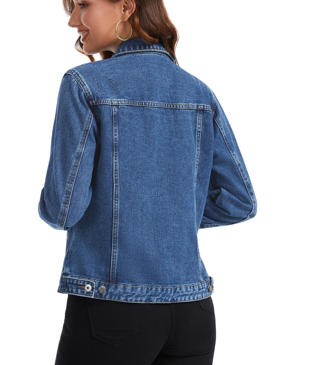 Miss Moly Women's Denim Jacket Classic Button Up Jean Blue 4 M