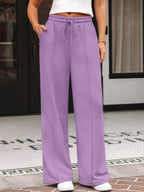 Automet Women's Wide-Leg Sweatpants Baggy Lounge Sweat Pants Purple Xs