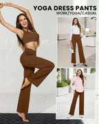 G4free Wide-Leg Trouser Pants For Women With Pockets Dark Coffee L