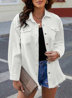 Dokotoo Western Outfits For Women Oversized Jean Jacket With Pocket White M - B4