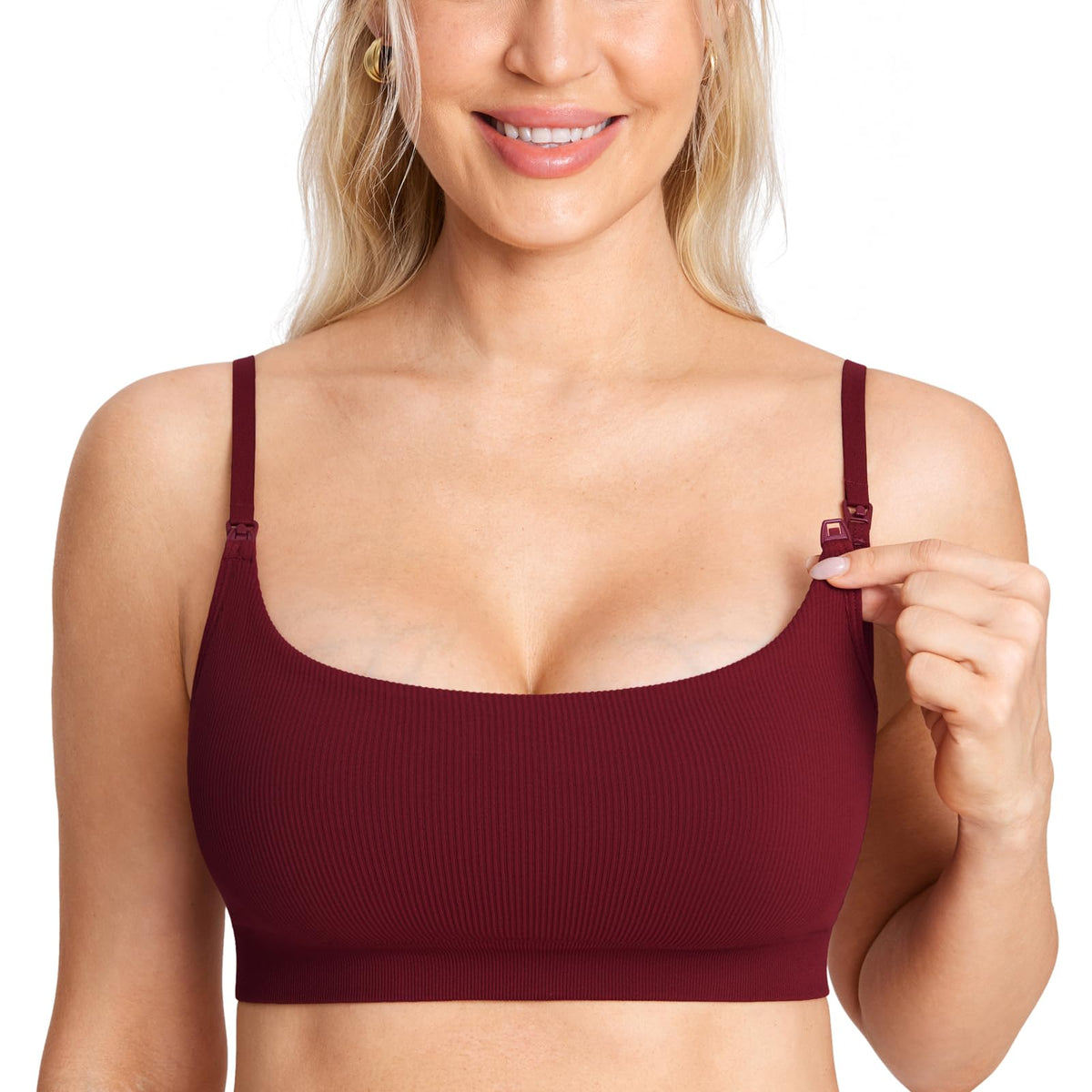 Women's Momanda Ribbed for Breastfeeding Warm Beige Small Nursing Bra