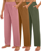 Huukeay 3 Pack Women's Lounge Pants Cozy Sweatpants Small Gray Green