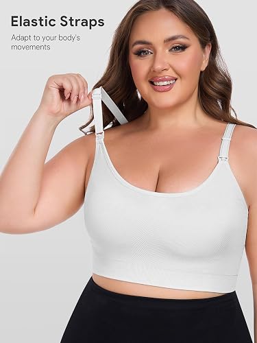 Angelhood Women's's Non-padded Bralette Convenient Breastfeeding Full Coverage Wirefree Support Everylife Sport Sleep White Nursing Bra