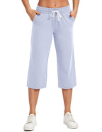 Specialmagic Women's Capri Pants Cotton Sweatpants Mist Blue M
