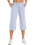 Specialmagic Women's Capri Pants Cotton Sweatpants Mist Blue S