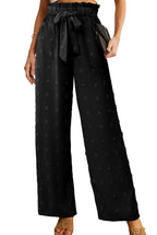 Iwollence High-Waist Wide-Leg Trousers Adjustable Knot Palazzo Pants