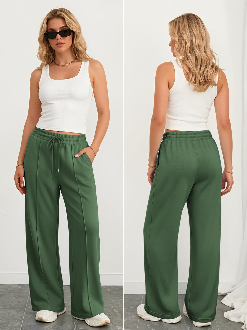 Athmile Women's Wide-Leg Sweatpants High-Waisted Baggy - Style 16