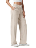 Ododos Women's Straight-Leg Pants Ultra Soft Odstratum - Ecru Heather