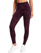 The Gym People Women's Thick High-Waist Yoga Pants - Dark Red Leopard