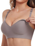 Women's Vinfact Smooth for Breastfeeding Seamless for Pregnancy Wireless Bralette with Extra Extender Large, Gray Nursing Bra