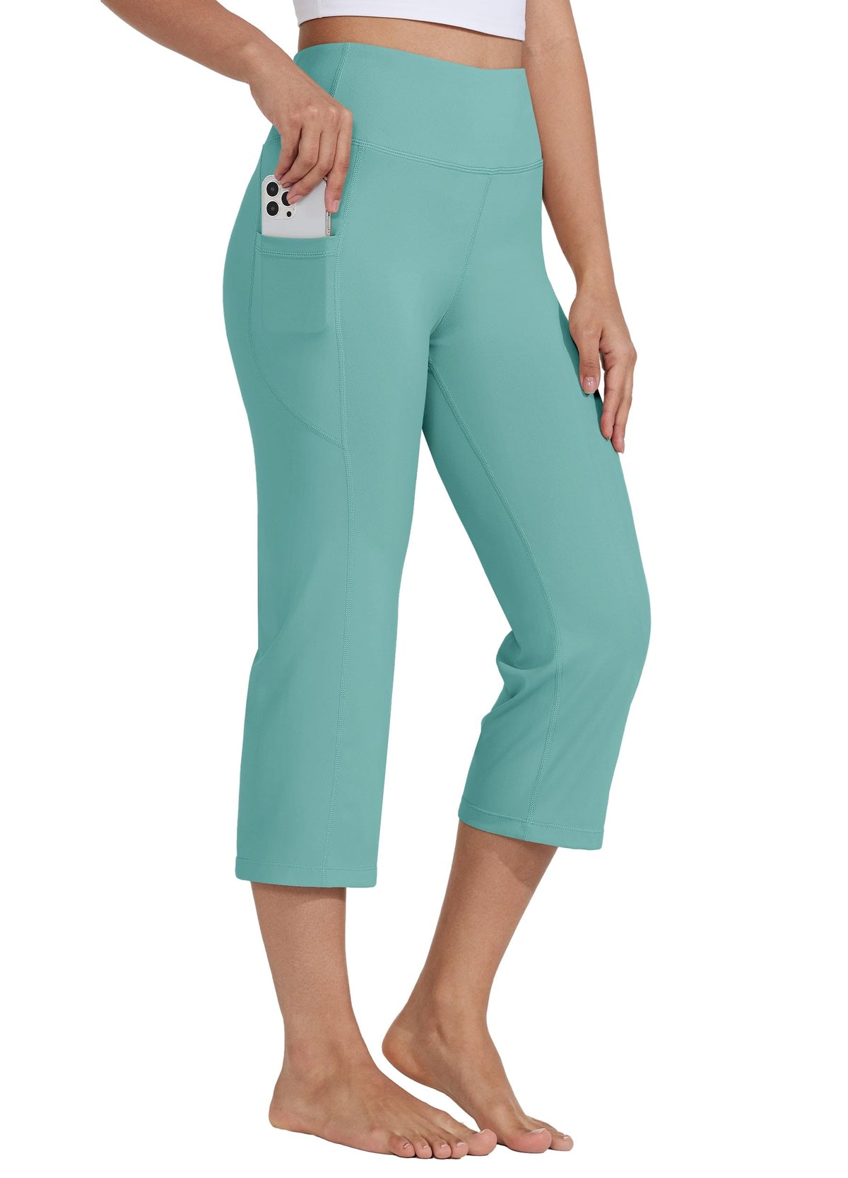 Willit Women's Yoga Capris Pants High-Waist Leggings Crop - Style 35