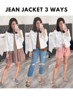 Luvamia Plus Size Jean Jacket White Denim Womens Jackets Casual - Cream