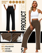 Huukeay 3 Pack Women's Lounge Pants Cozy Sweatpants - Black, Brown,