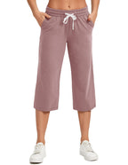 Specialmagic Women's Capri Pants Cotton Sweatpants Dark Pink L