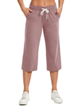 Specialmagic Women's Capri Pants Cotton Sweatpants Dark Pink S