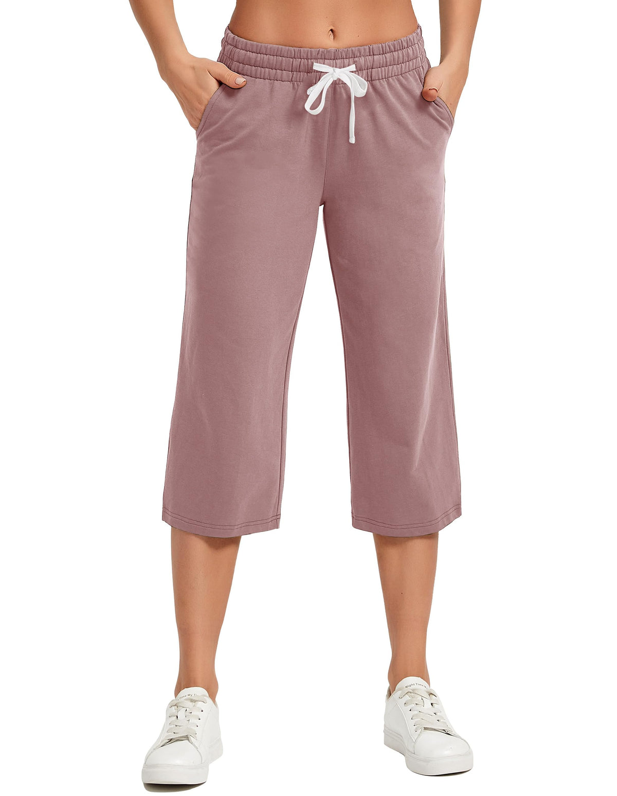 Specialmagic Women's Capri Pants Cotton Sweatpants Dark Pink S
