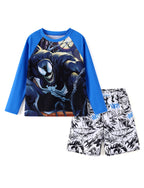 Disney Marvel Venom Boys Swim Set Child Quick Dry Swimsuit Elastic Bathing Suit Long Sleeve Swimwear Set Summer Rash Guard Shirt & Swim Trunks Teen Boy Blue Clothes UPF 50+ 2 Pieces Outfit 11-12 Years