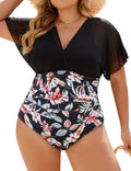 Blooming Jelly Women's Plus-Size Swimsuit Tummy Control Mesh Bathing