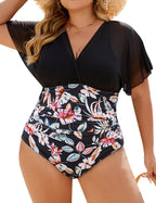 Blooming Jelly Women's Plus-Size Swimsuit Tummy Control Mesh Bathing