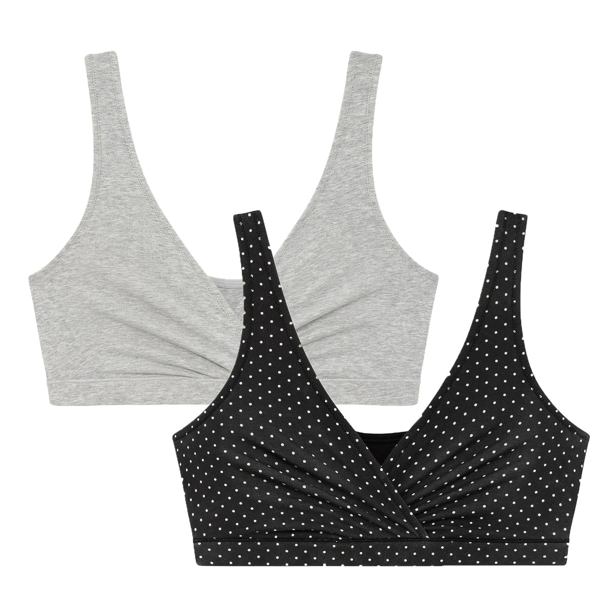 Motherhood Women's’s 2-pack Wrap Front Mini Dot/heather Grey, Xl Nursing Bra