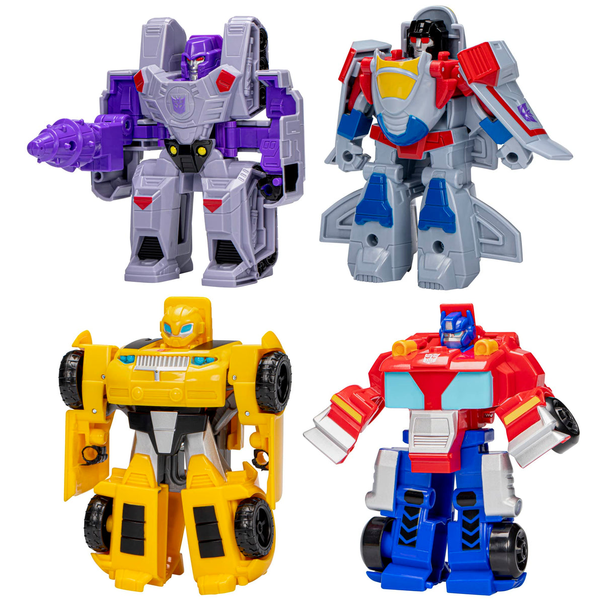 Transformers Toys Heroes vs Villains 4-Pack, Autobot and Decepticon 4.5-Inch Action Figures, Preschool Robot Toys for Kids Ages 3 and Up (Fanci Exclusive)