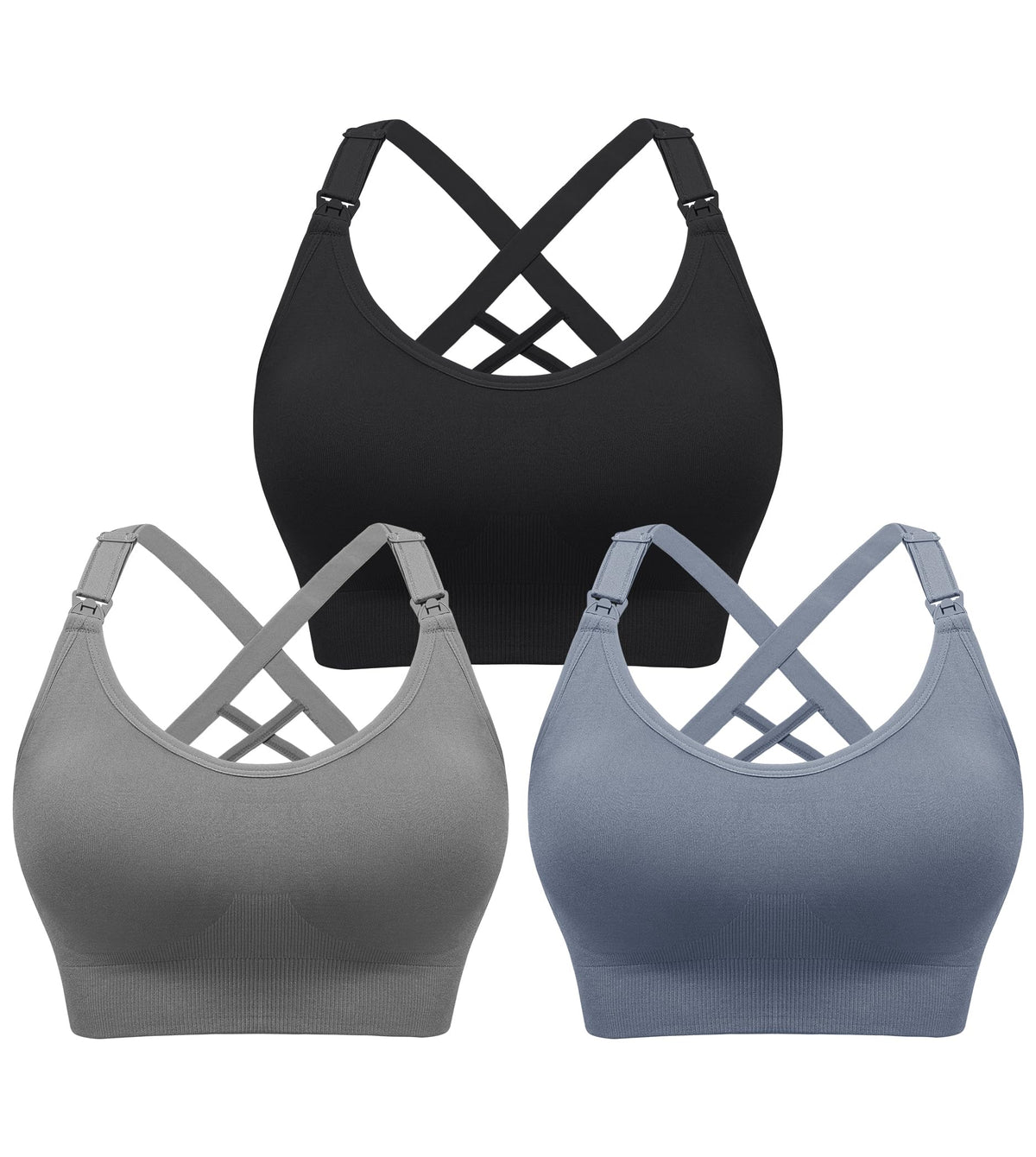 Women's Angelhood 3 Pack for Breastfeeding, Seamless Sports Low-impact Support Yoga for Pregnancy, Xx-large Nursing Bra