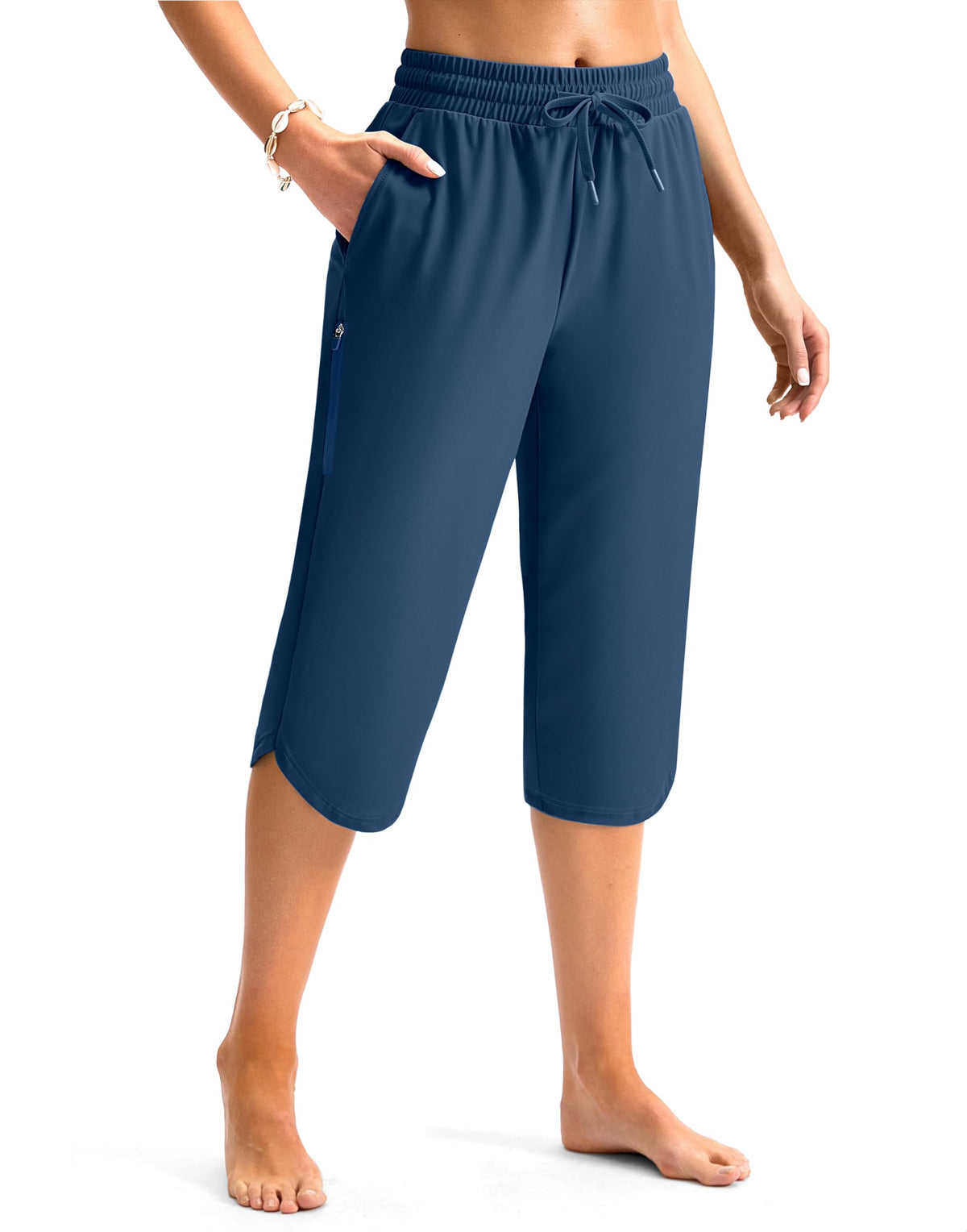 Viodia Women's 18" Plus Size Modest Swim Capris Pants Bright Ocean 3XL