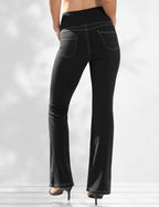 Vooveeya Women's Bootcut Leggings Bootleg Yoga Pants - Bootcut-black