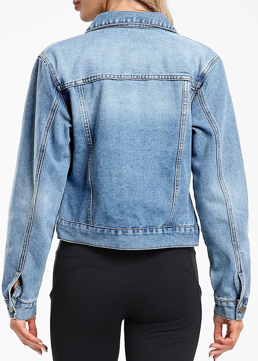 Andy & Natalie Jean Jacket Women Fashion Denim Jackets Long Sleeve Basic Button Down Cropped With Pockets Blue #02 Xx-large