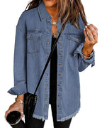 Vetinee Jacket For Women Oversized Boyfriend Thousand Oceans Blue Denim