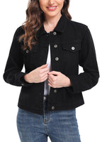 Miss Moly Women's Denim Jacket Classic Button Up Jean Black M