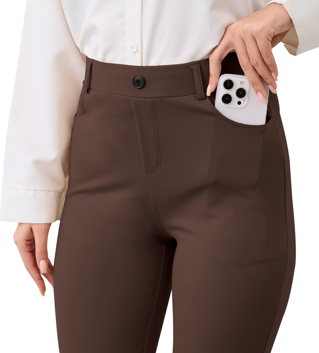 Vimpep Straight-Leg Yoga Dress Work Pants Women Pull On - Brown