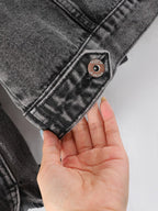 Kedera Womens Denim Jackets Distressed Ripped Long Sleeve Jean Jacket Coats - Wash Black