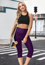 Purple Women Swim Capris Rash Guard Tights With Uv Protection Water