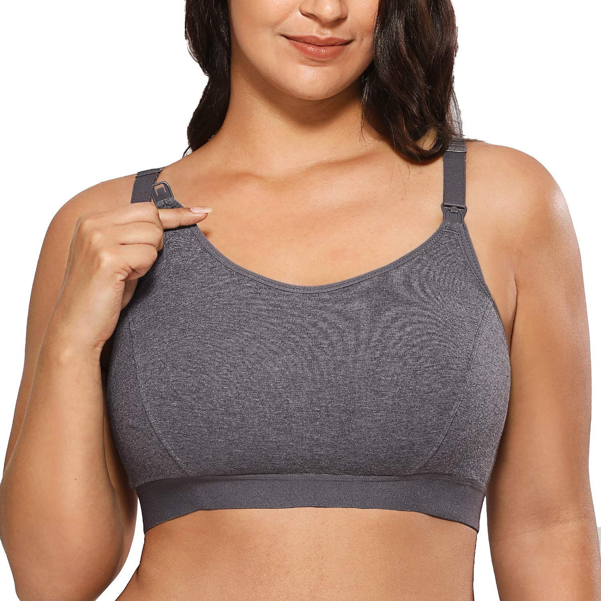 Women's Gratlin Cotton for Breastfeeding Charcoal Heather 5x-large Nursing Bra