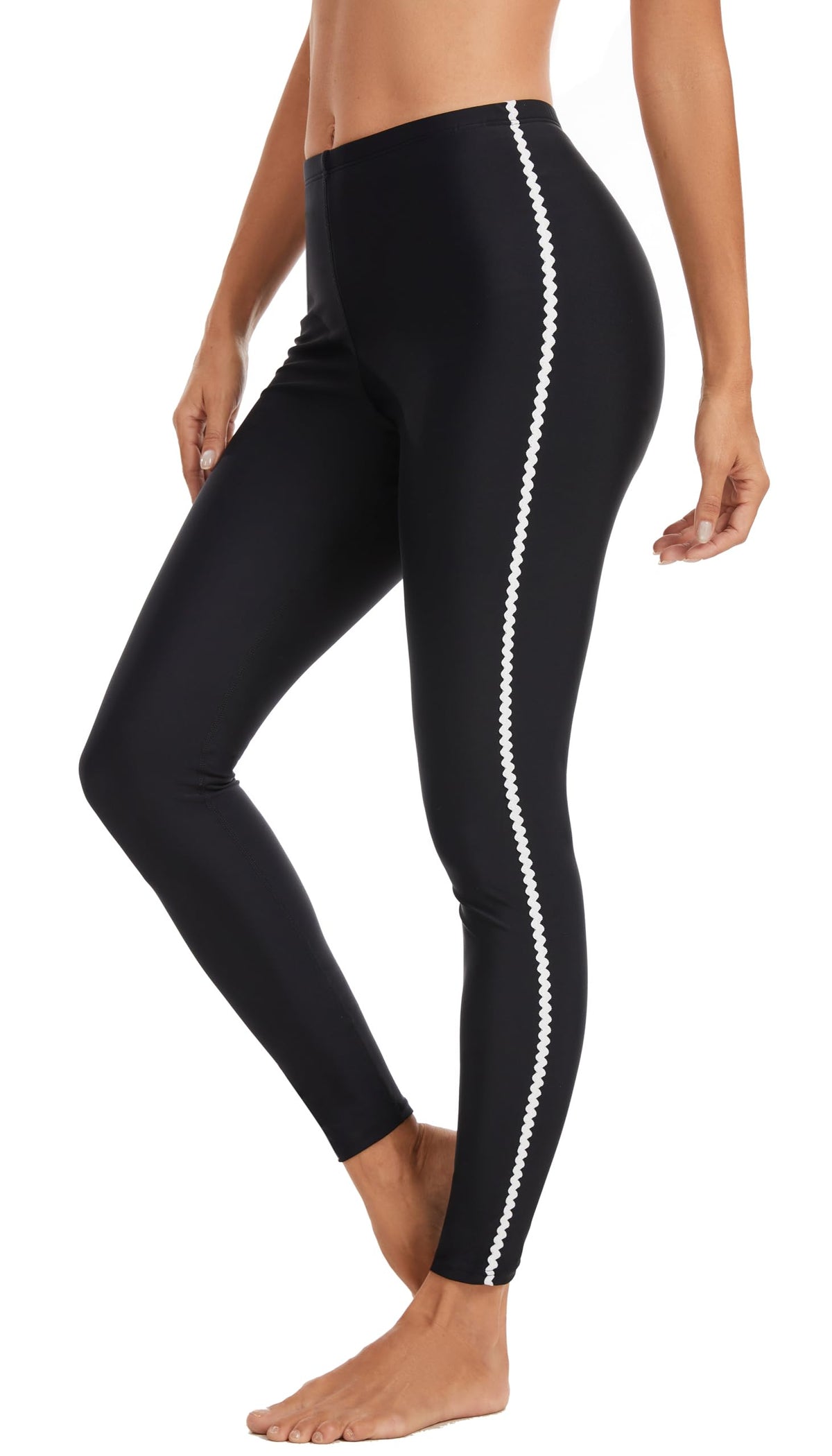 ATTRACO Women Swim Tight Sun Protective Swimming Leggings Rash Guard Pants Black Leggings S